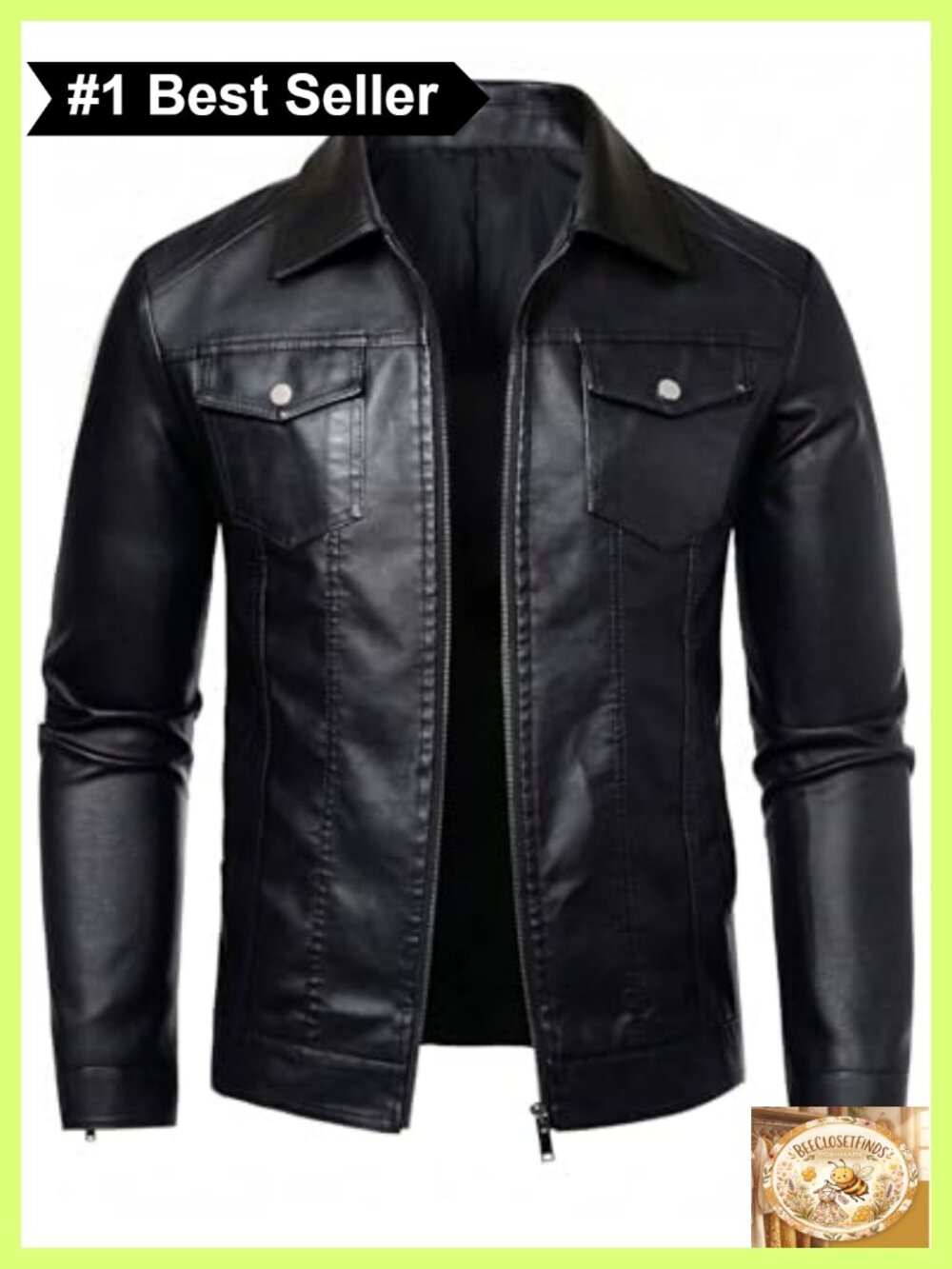 Faux Leather Jacket Men Motorcycle Biker Bomber Coat